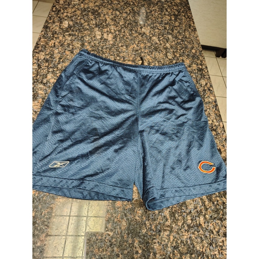 Reebok brand Chicago Bears men's navy blue mesh athletic shorts M Vintage